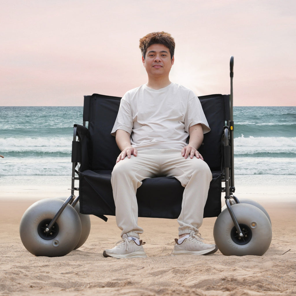 CRESTWALKER Beach Wagon Chair with 13'' Balloon Wheels