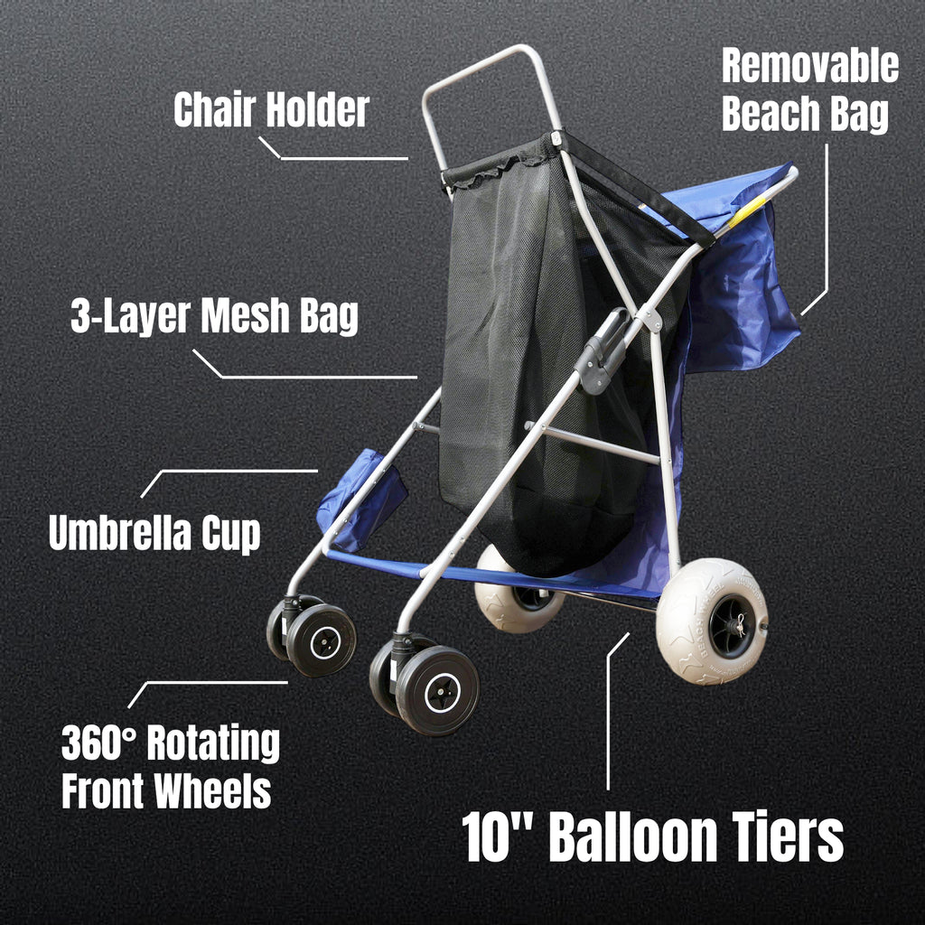 CRESTWALKER Beach Cart with 10‘’ Balloon Wheels
