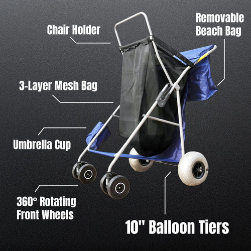 CRESTWALKER Beach Cart with 10‘’ Balloon Wheels
