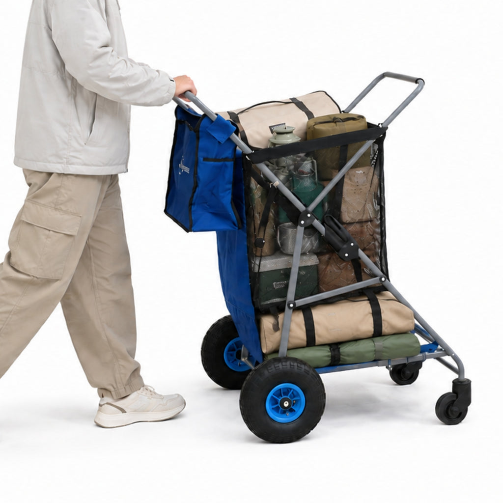 CRESTWALKER Beach Cart with 10‘’ Inflatable Rubber Wheels, Upgraded Metal Base